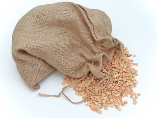 Image showing Linen sack of pea