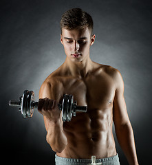 Image showing young man with dumbbell