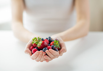 Image showing close up of woman hands holding berries