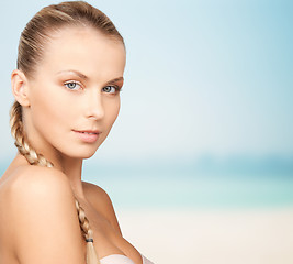 Image showing beautiful young woman with bare shoulders