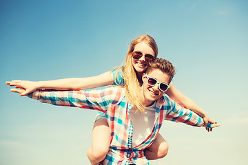 Image showing smiling couple having fun outdoors