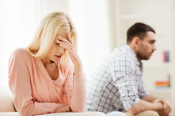 Image showing unhappy couple having argument at home