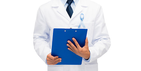 Image showing doctor with prostate cancer awareness ribbon