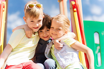 Image showing group of happy kids on children playground