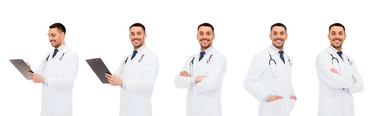 Image showing happy doctors with clipboard and stethoscope