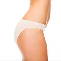 Image showing woman in cotton underwear showing slimming concept