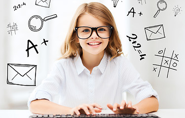 Image showing student girl with keyboard