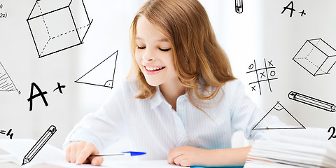 Image showing student girl studying at school