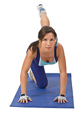 Image showing Woman doing aerobics