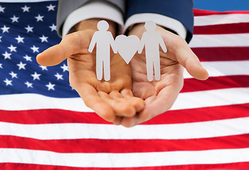 Image showing close up of happy male gay couple with love symbol