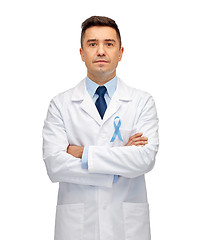 Image showing doctor with prostate cancer awareness ribbon