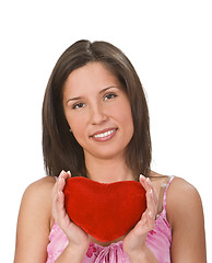 Image showing Woman with a red heart