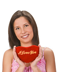 Image showing Woman sending a love message