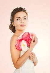 Image showing woman with bouquet of flowers