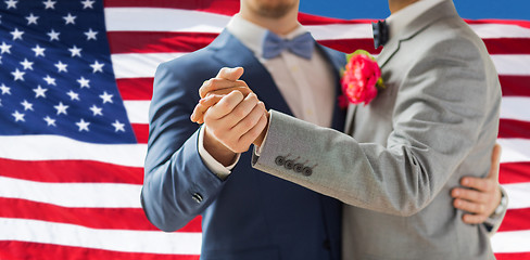 Image showing close up of happy male gay couple dancing