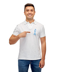 Image showing smiling man with prostate cancer awareness ribbon