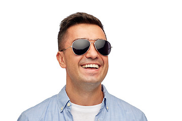 Image showing face of smiling man in shirt and sunglasses