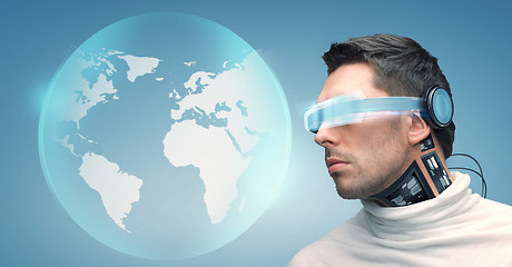 Image showing man with futuristic glasses and sensors