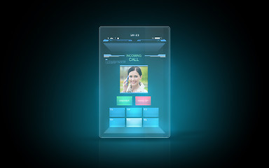 Image showing tablet with video call interface on screen