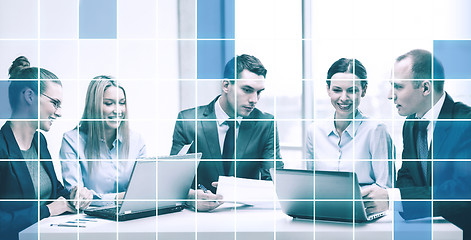 Image showing business team with laptop having discussion