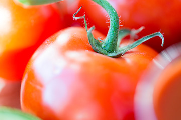 Image showing close up of ripe juicy red tomatoes