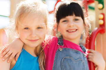 Image showing group of happy little girls on children playground