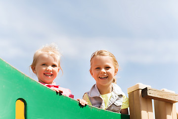 Image showing happy little girls on children playground