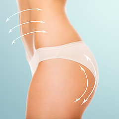 Image showing woman in cotton underwear showing slimming concept