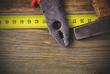 Image showing vintage pliers and old hammer