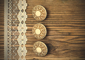 Image showing vintage button and lace tape