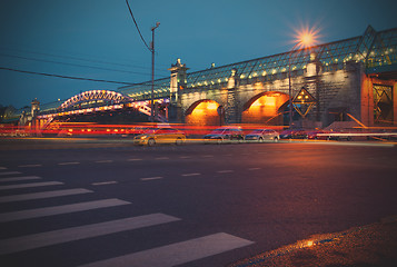 Image showing night landscape with covered bridge Andreevsky