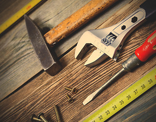 Image showing still life with vintage locksmith tools