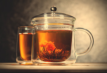 Image showing green tea with flower