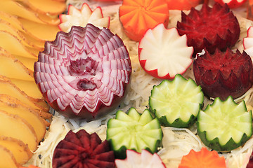 Image showing vegetable decoration from cucumber, carrot