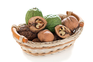 Image showing Walnuts in a wicker basket.