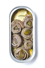 Image showing rolled anchovies in can