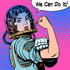 Image showing woman astronaut we can do it the power of protest
