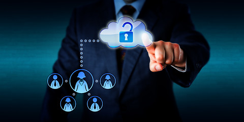 Image showing Manager Unlocking Access To A Work Team Via Cloud