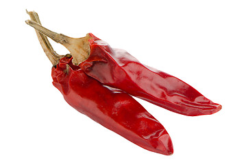 Image showing Two red hot chili pepper