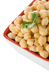 Image showing Closeup of a bowl with boiled chickpeas