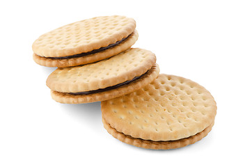 Image showing Sandwich biscuits with chocolate filling