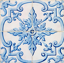 Image showing Traditional Portuguese glazed tiles