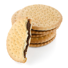 Image showing Sandwich biscuits with chocolate filling