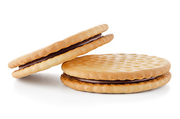 Image showing Sandwich biscuits with chocolate filling