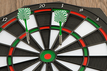 Image showing Dart board with darts