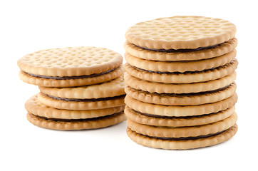 Image showing Sandwich biscuits with chocolate filling