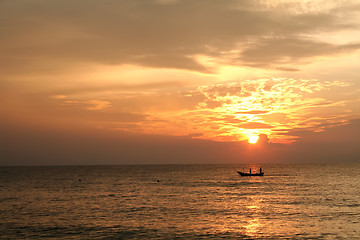 Image showing Sunrise fishing boat