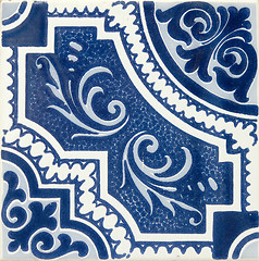 Image showing Traditional Portuguese glazed tiles