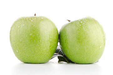 Image showing Two fresh green apples