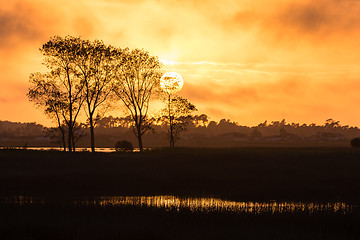 Image showing Warm calm sunset